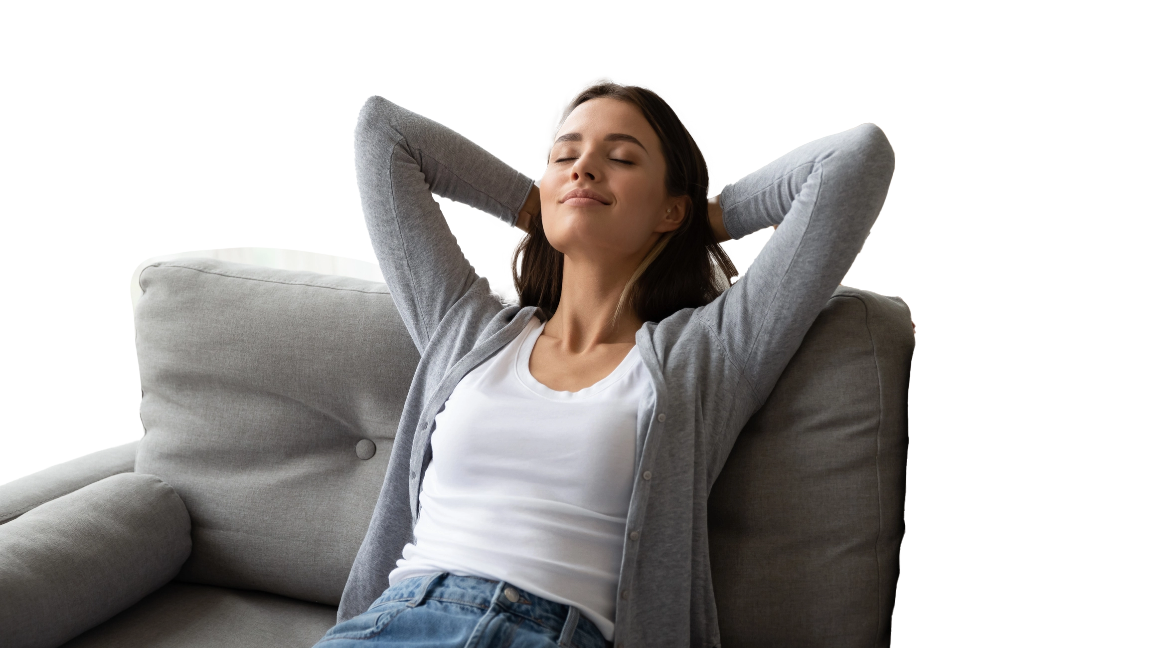 Woman relaxing on couch