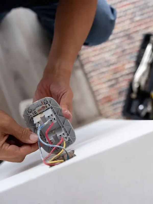 electritian looking at power cords