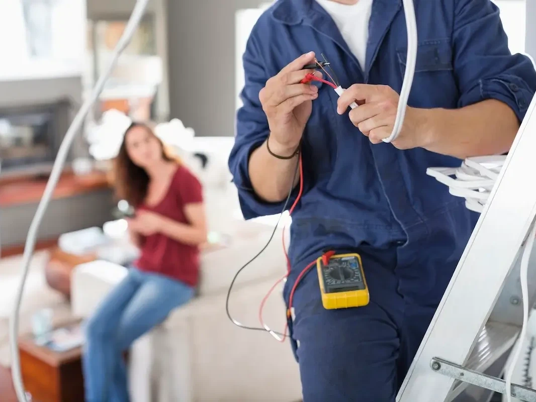 tech fixing wires in home